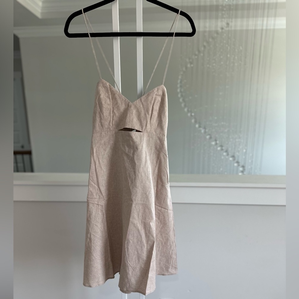 Hoodlamb Hemp Cotton Dress With front Cut Out
